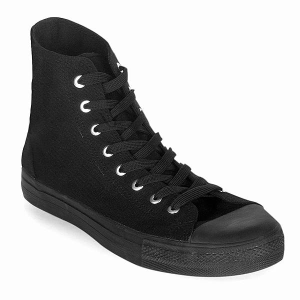 Demonia Deviant-101 Black Canvas Schuhe Herren D679-258 Gothic Hohe Sneakers Schwarz Deutschland SALE